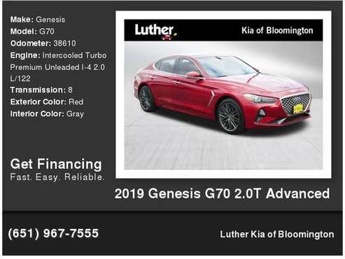 2019 Genesis G70 2 0T Advanced - - by dealer - vehicle for sale in Bloomington, MN