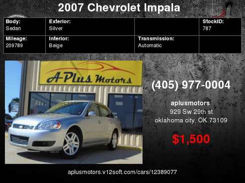 2007 Chevrolet Impala LT 4dr Sedan w/3LT for sale in Oklahoma City, OK