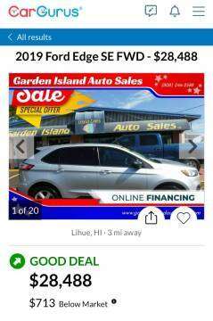 2019 FORD EDGE SE New OFF ISLAND Arrival 1/31 One Owner Lease for sale in Lihue, HI