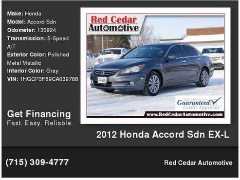 2012 Honda Accord Sdn EX-L - - by dealer - vehicle for sale in Menomonie, WI