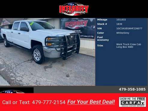 2017 Chevy Chevrolet Silverado 2500HD Work Truck Crew Cab Long Box for sale in Bethel Heights, AR