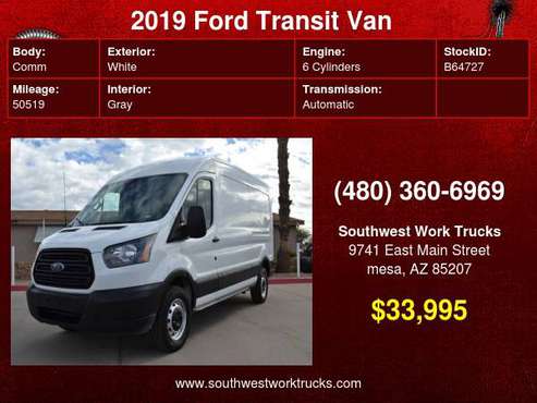 2019 Ford Transit Van T-250 148 Med Rf 9000 GVWR Sliding RH Dr for sale in mesa, TX