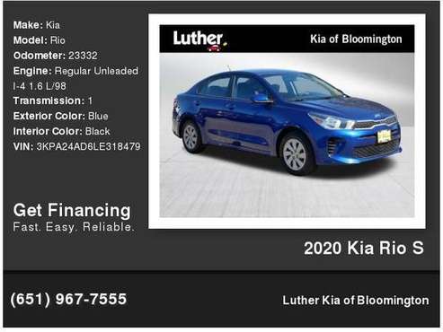 2020 Kia Rio S - - by dealer - vehicle automotive sale for sale in Bloomington, MN