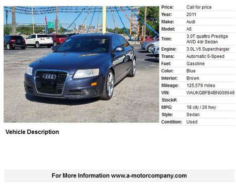 2011 Audi A6 3 0T quattro Prestige - - by dealer for sale in San Antonio, TX