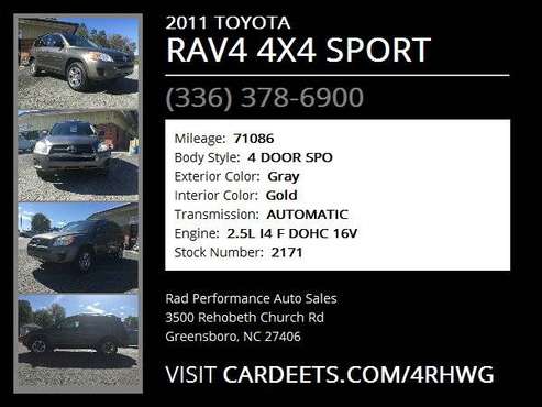 2011 TOYOTA RAV4 4X4 SPORT for sale in Greensboro, NC