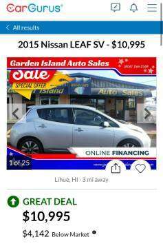 2015 NISSAN LEAF SV New OFF ISLAND Arrival 2/2 One Owner Low for sale in Lihue, HI