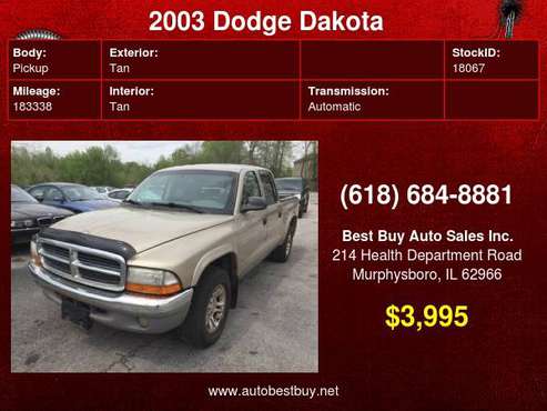 2003 Dodge Dakota SLT 4dr Quad Cab Rwd SB Call for Steve or Dean for sale in Murphysboro, IL