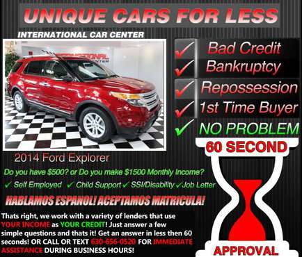 2014 Ford Explorer * Bad Credit ? W/ $1500 Month Income OR $500 DOWN... for sale in Lombard, IL