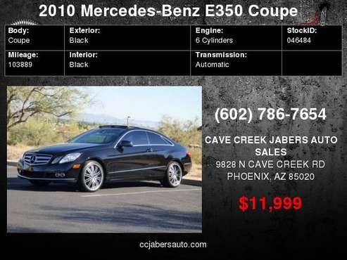 2010 Mercedes-Benz E350 Coupe Sport for sale in Phoenix, AZ