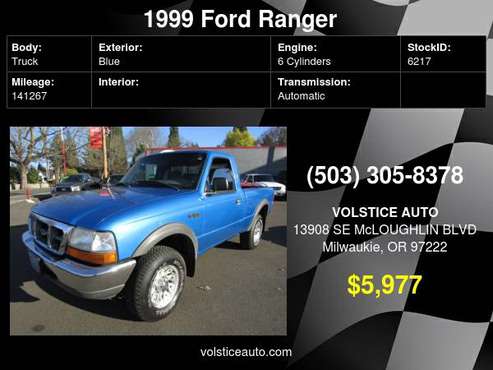 1999 Ford Ranger Reg Cab 4X4 *BLUE* 141K MILES AWESOME TRUCX - cars... for sale in Milwaukie, OR