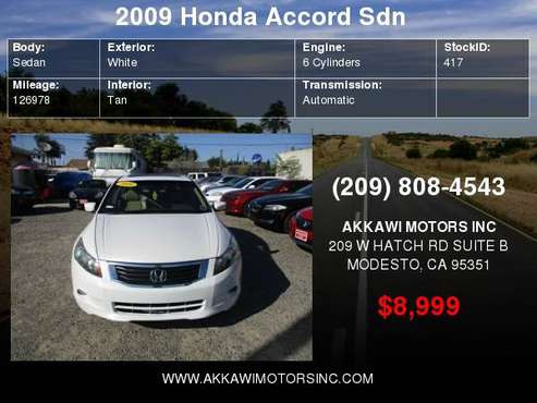 2009 Honda Accord Sdn 4dr V6 Auto EX-L for sale in Modesto, CA