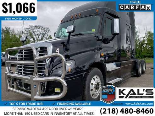1, 066/mo - 2016 Freightliner Cascadia 6X4 2dr Sleeper Cab - cars & for sale in Wadena, MN