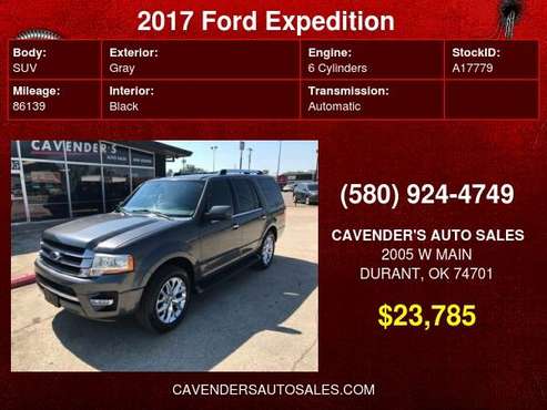 2017 Ford Expedition Limited 4x2 - - by dealer for sale in Durant, TX