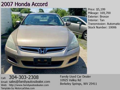 2007 Honda Accord - - by dealer - vehicle automotive for sale in BERKELEY SPRINGS, WV