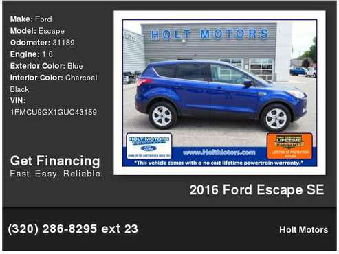 2016 Ford Escape SE for sale in Cokato, MN