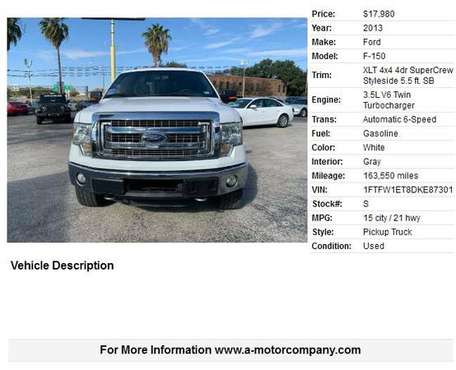 2013 FORD F-150 XLT - cars & trucks - by dealer - vehicle automotive... for sale in San Antonio, TX