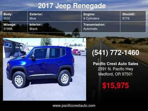2017 Jeep Renegade Sport 4x4 !!PRICE DROP!! - cars & trucks - by... for sale in Medford, OR