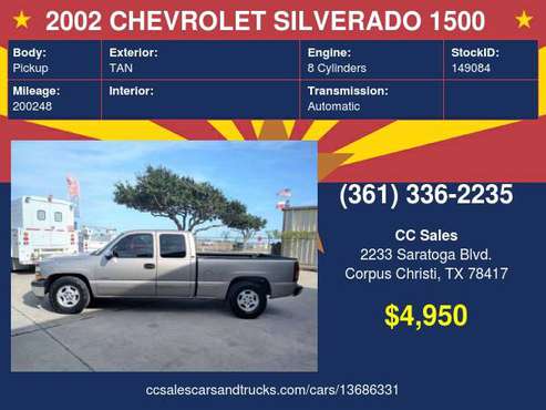 2002 CHEVROLET SILVERADO 1500 - cars & trucks - by dealer - vehicle... for sale in Corpus Christi, TX