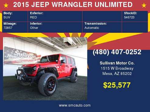 2015 JEEP WRANGLER UNLIMITED Sport for sale in Mesa, AZ