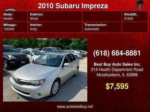 2010 Subaru Impreza 2 5i Premium AWD 4dr Sedan 4A Call for Steve or for sale in Murphysboro, IL