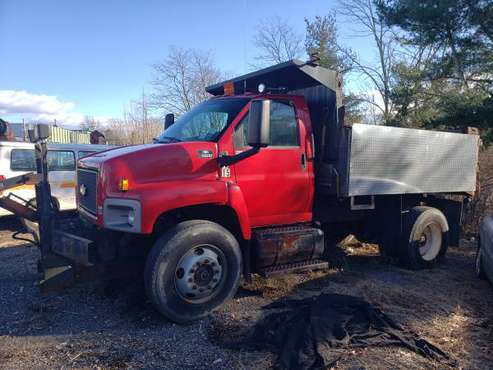 2003 CHEVY C8500 DUMP TRUCK WITH 12 POWER ANGLE PLOW - cars & for sale in islip terrace, NY