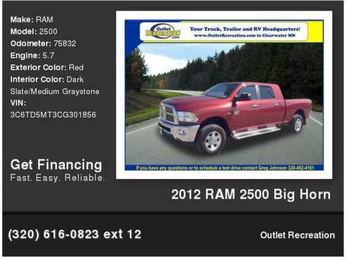 2012 RAM 2500 Big Horn for sale in Clearwater, MN