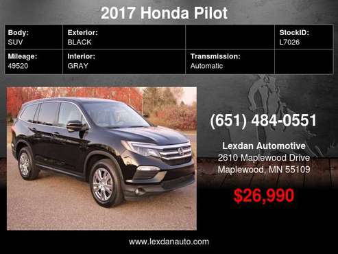 2017 Honda Pilot EXL AWD LEATHER MOONROOF w/ NEW TIRES with - cars &... for sale in Maplewood, MN