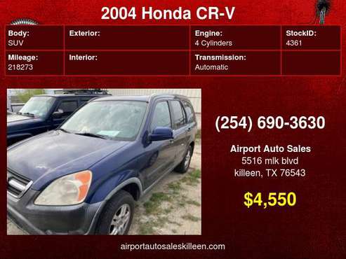 2004 Honda CR-V 4WD EX Auto AWD! - - by dealer for sale in Killeen, TX