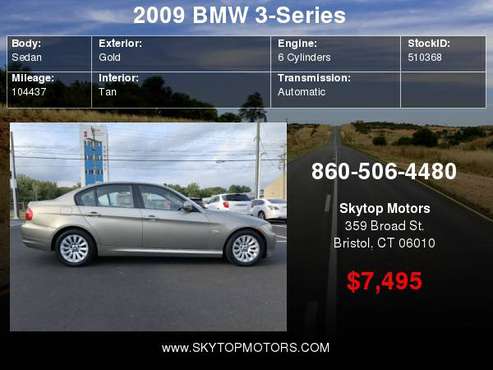 2009 BMW 3 Series 4dr Sdn 328i xDrive AWD SULEV for sale in Bristol, CT