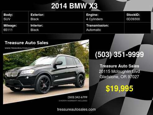 2014 BMW X3 XDRIVE28i AWD 4DR LUXURY 4WD SUV LOW MILES 2013 2015... for sale in Gladstone, OR