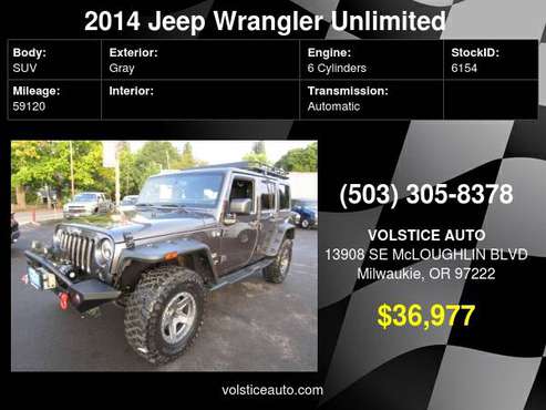 2014 Jeep Wrangler Unlimited 4X4 4dr SAHARA GRAY 59K LOTS OF for sale in Milwaukie, OR