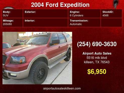 2004 Ford Expedition 5 4L Eddie Bauer - - by dealer for sale in Killeen, TX