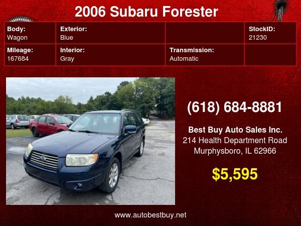 2006 Subaru Forester 2 5 X Premium Package AWD 4dr Wagon 4A Call for for sale in Murphysboro, IL