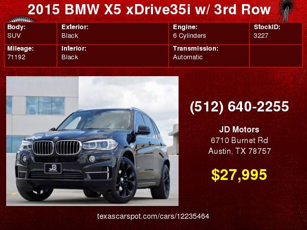 2015 BMW X5 xDrive35i *(( 3rd Row * TVs ))* AWD X5 Sport for sale in Austin, TX – photo 24