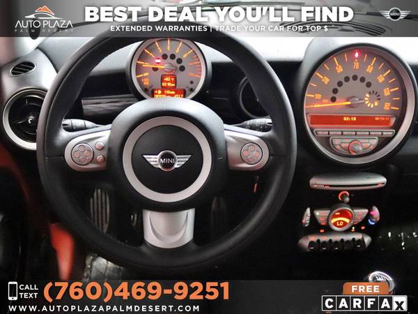 🚗 2008 Mini *Cooper* *Hardtop* S $192 /mo 5 Speed, Low Miles for sale in Palm Desert , CA – photo 9