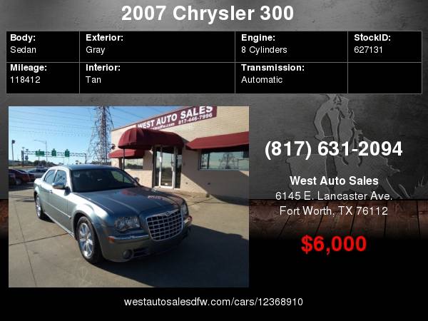 2007 Chrysler 300 4dr Sdn 300C RWD Leather/Sunroof 6000 Cash... Cash... for sale in Fort Worth, TX
