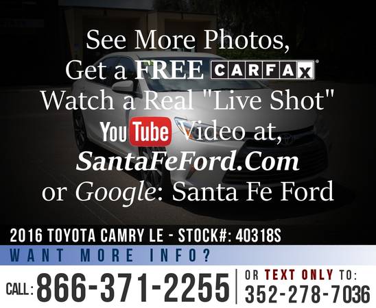 *** 2016 Toyota Camry LE *** Camera - Bluetooth - Tinted Windows -... for sale in Alachua, FL – photo 7