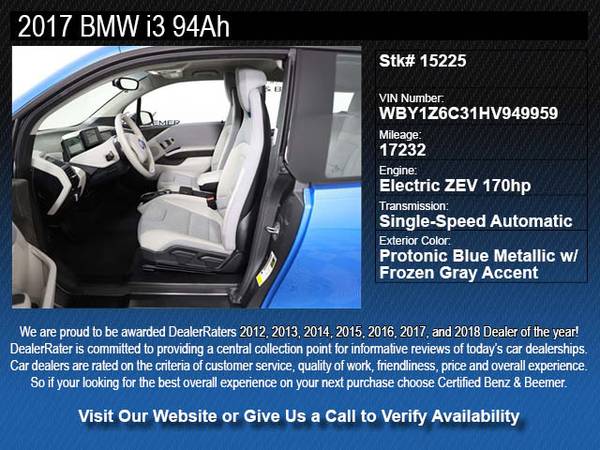 ~15225- 2017 BMW i3 94Ah Mega World w/Park Assist and Nav 17 I series for sale in Scottsdale, AZ – photo 2