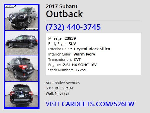 2017 Subaru Outback, Crystal Black Silica - - by for sale in Wall, NJ – photo 22