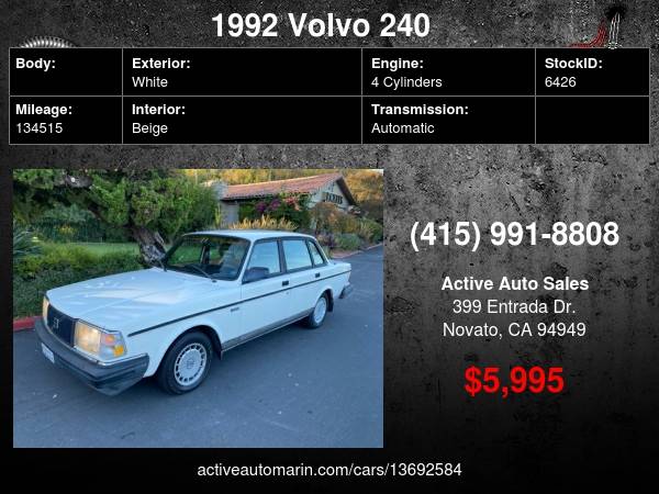 1992 Volvo 240, A Classic for sale in Novato, CA – photo 16