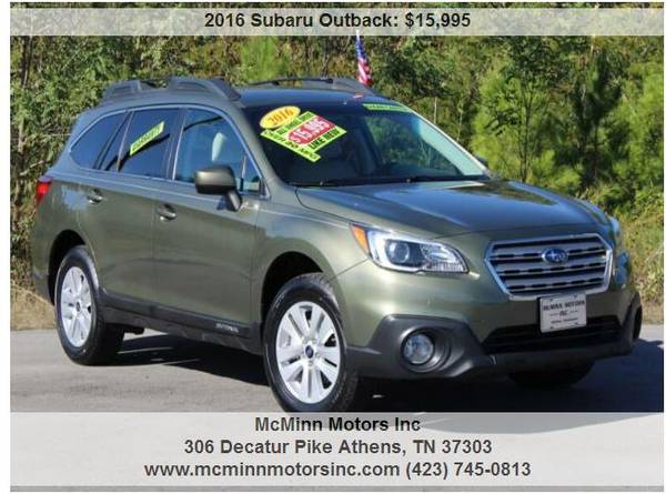 2016 Subaru Outback 2.5i Premium AWD- Tons of Service Records! 33 MPG! for sale in Athens, TN