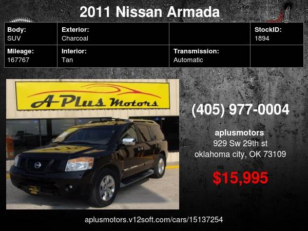 2011 Nissan Armada Platinum 4x4 4dr SUV - - by dealer for sale in Oklahoma City, OK