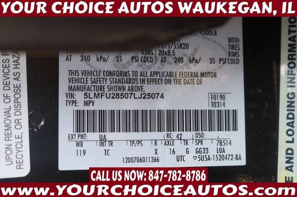2007 *LINCOLN* *NAVIGATOR LUXURY* 4WD LEATHER SUNROOF J25074 for sale in WAUKEGAN, IL – photo 23
