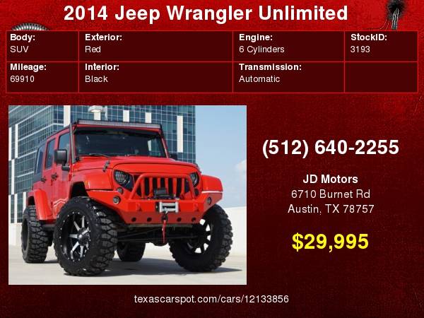 2014 Jeep Wrangler Unlimited Sahara *(( UNREAL 4door CUSTOM JEEP ))*... for sale in Austin, TX – photo 24