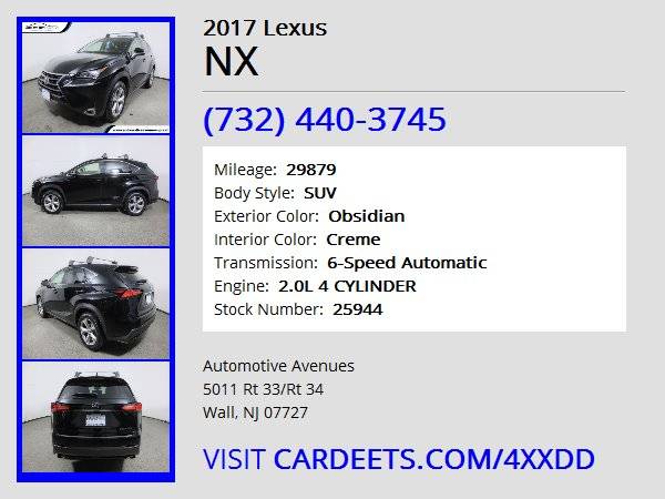 2017 Lexus NX, Obsidian - cars & trucks - by dealer - vehicle... for sale in Wall, NJ – photo 22