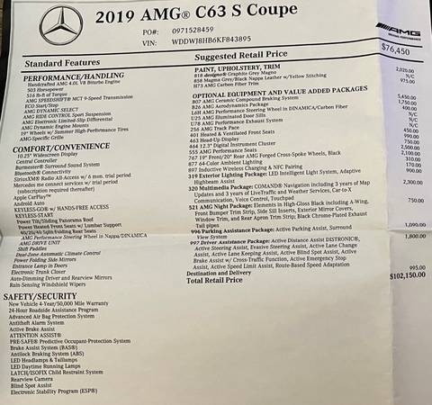 2019 Mercedes Benz AMG C63s Coupe for sale in Santa Monica, CA – photo 5