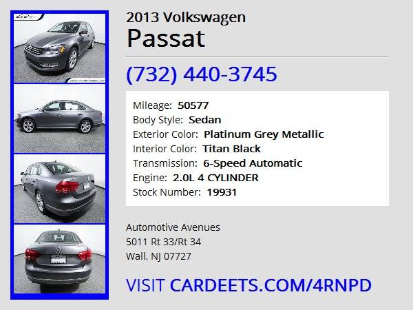 2013 Volkswagen Passat, Platinum Grey Metallic for sale in Wall, NJ – photo 22