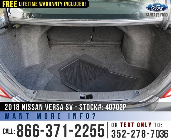 2018 Nissan Versa SV *** Cruise Control, Bluetooth, Keyless Entry... for sale in Alachua, FL – photo 14