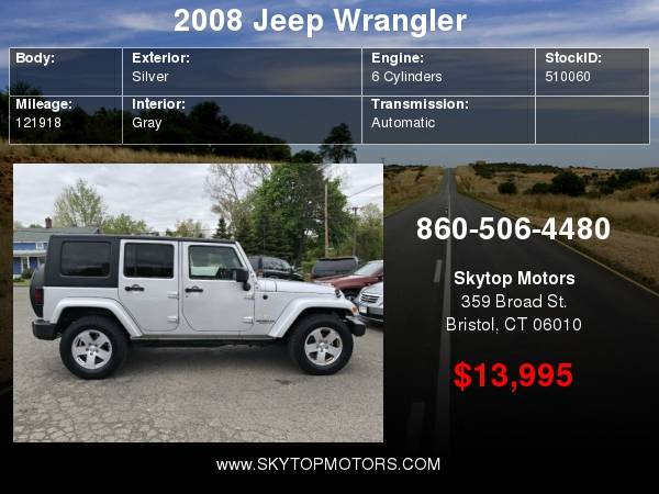2008 Jeep Wrangler 4WD 4dr Unlimited Sahara for sale in Bristol, CT
