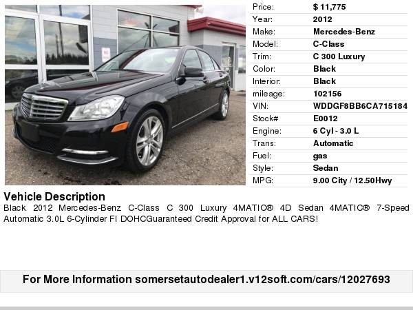 2012 MERCEDES-BENZ C-CLASS C 300 LUXURY GUARANTEED CREDIT APPROVAL for sale in Somerset, WI – photo 18